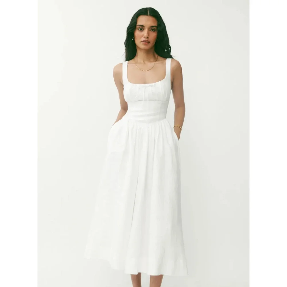 Reformation White Balia Linen Dress US 6 - Picture 1 of 13